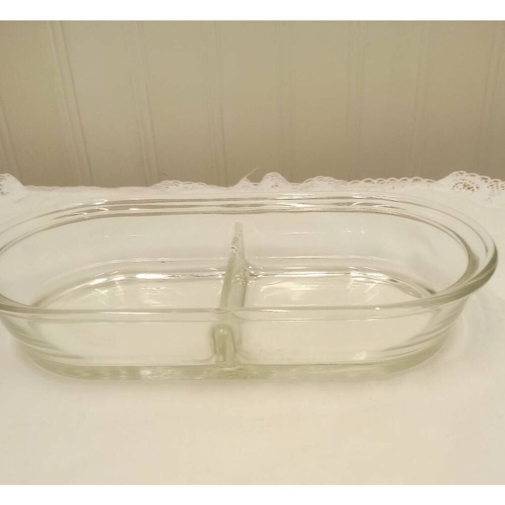 Pyrex, clear divided dish. # 8300- og,  2 cups , 470 ml, heat n serve